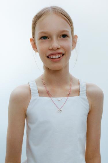 PACK OF TWO BOW NECKLACES - Pink by Zara