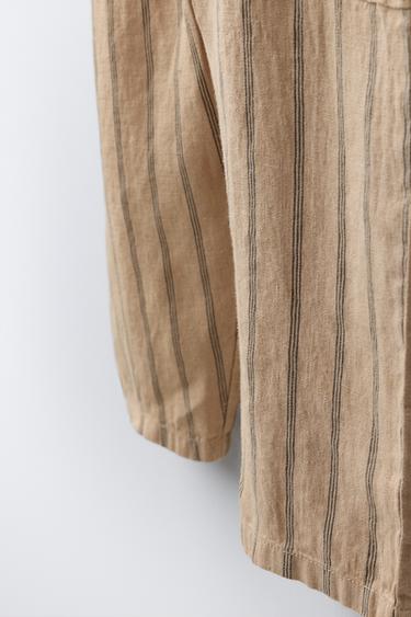 STRIPED 100% LINEN JUMPSUIT - Ecru by Zara - Image 3