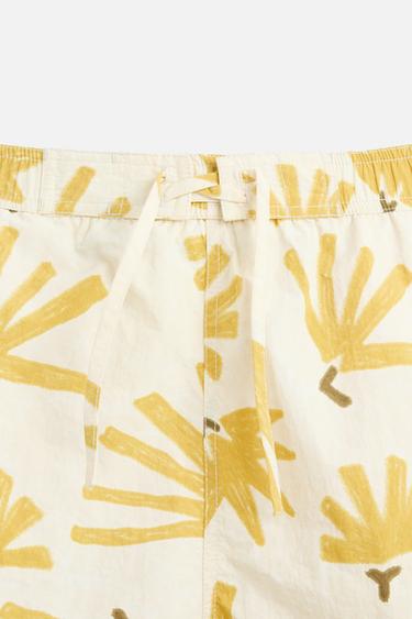 FLORAL PRINT LONG SWIMMING TRUNKS - Ecru by Zara - Image 8