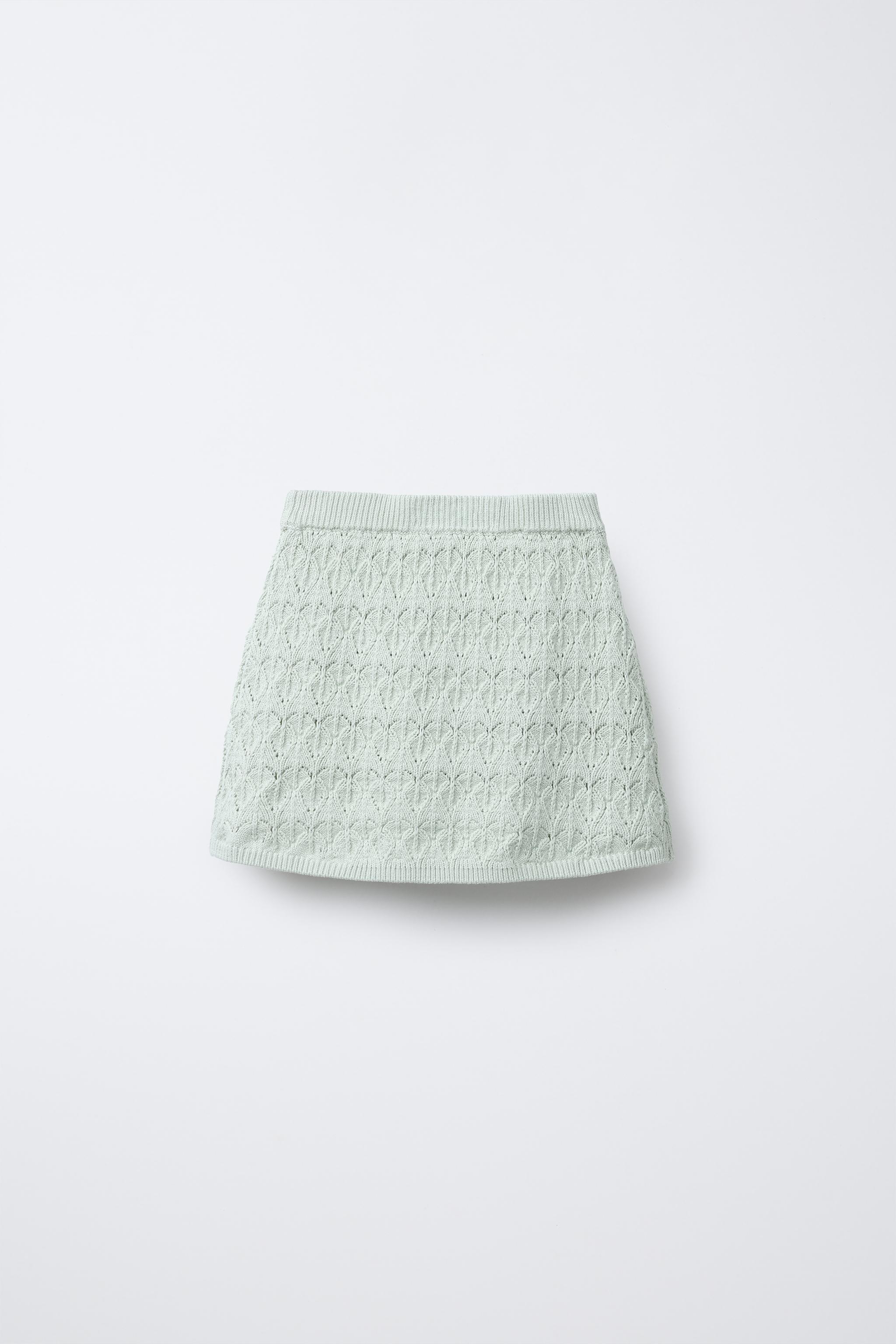 BEADED FLORAL KNIT SKIRT - Sea green | ZARA United States