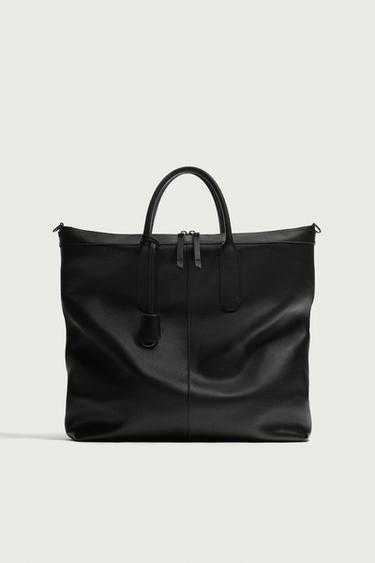 LEATHER SHOPPER BAG — Black 1