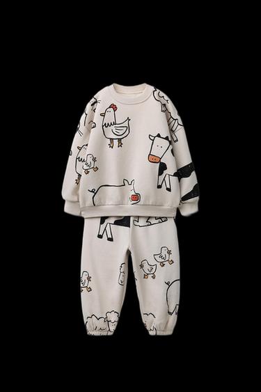 Zara FARM PRINT JOGGING SET - Ice