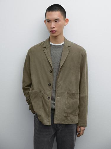 Zara Suede leather blazer - Light green