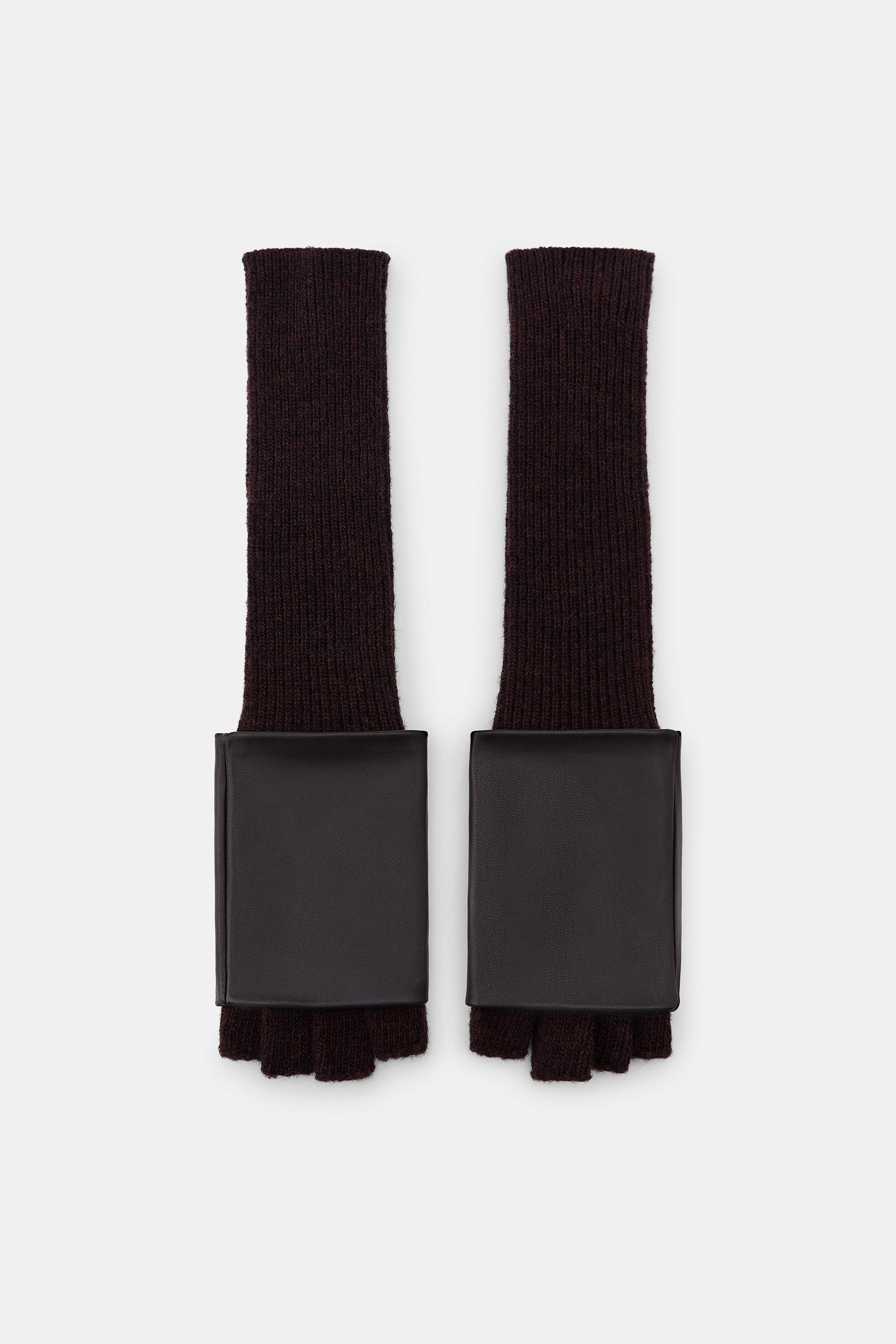 COMBINATION FAUX LEATHER MITTENS