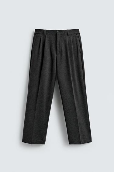 PANTALÓN WIDE FIT PLIEGUES - Negro de Zara
