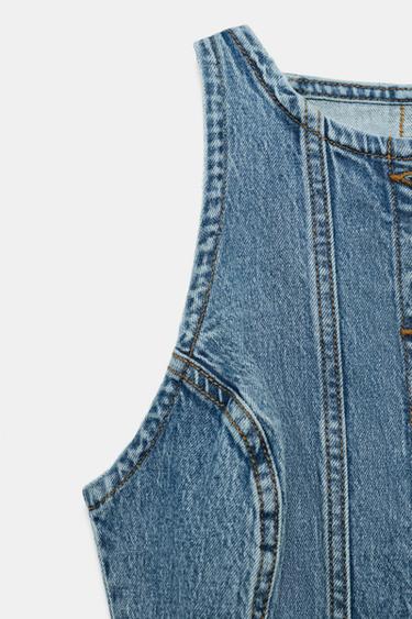 ROBE MINI EN DENIM Z1975 AVEC COUTURES - Bleu moyen de Zara - Image 7