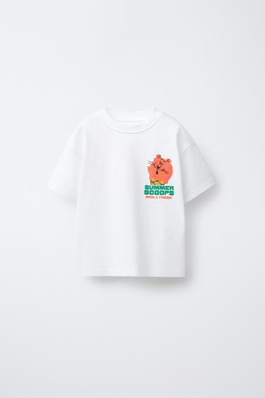 Zara ANIMAL AND ICE CREAM PRINT T-SHIRT - Oyster-white