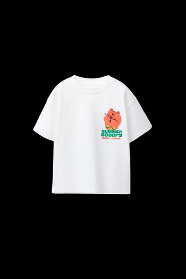 Zara ANIMAL AND ICE CREAM PRINT T-SHIRT - Oyster-white - Image 0