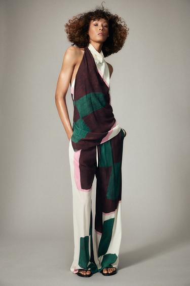 ZW COLLECTION PRINTED TROUSERS - Khaki by Zara