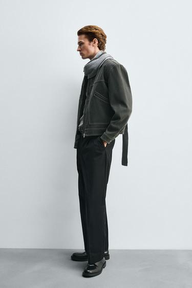 VINTAGE-EFFECT FAUX SUEDE JACKET - Dark grey by Zara - Image 3