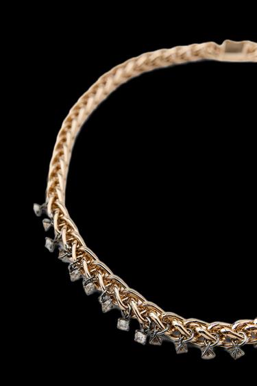 Zara COMBINED JEWELED LINK NECKLACE - Golden