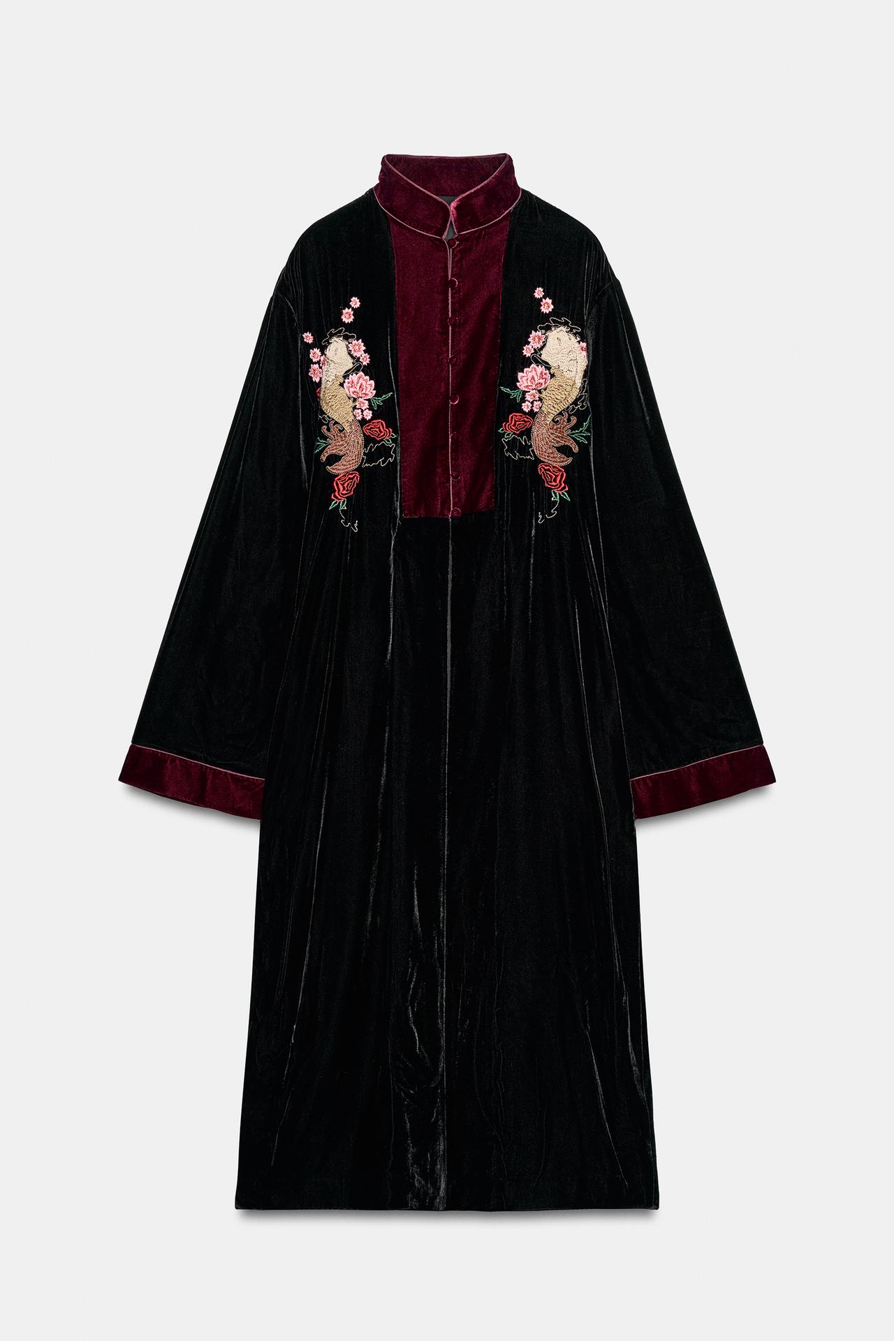ZW COLLECTION EMBROIDERED VELVET COAT — Black