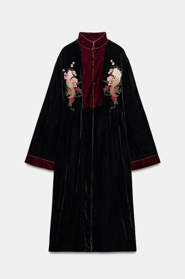 ZW COLLECTION EMBROIDERED VELVET COAT — Black 2