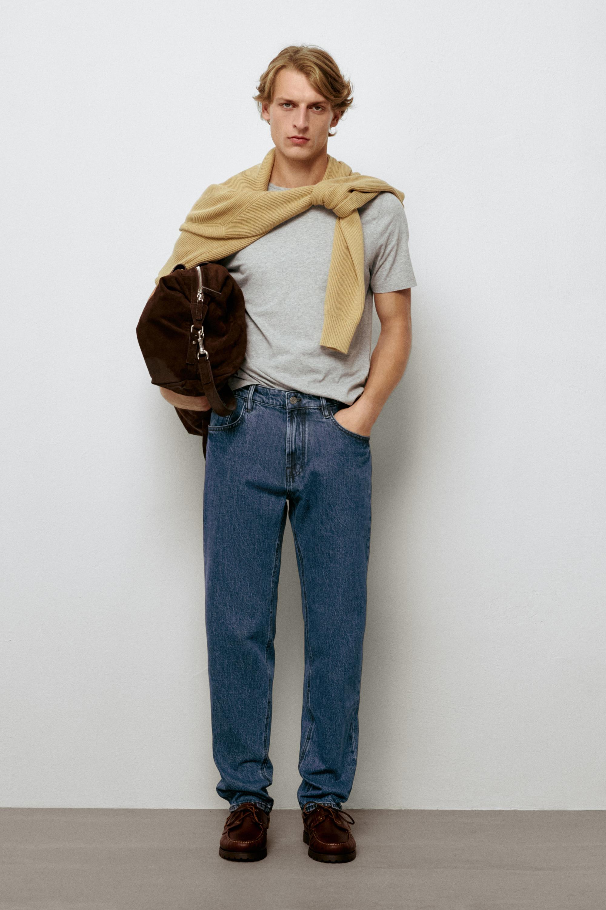 Stonewashed tapered-fit jeans — Bluish