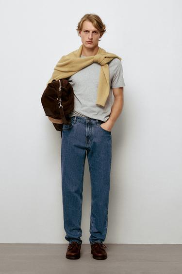 Zara Stonewashed tapered-fit jeans - Bluish - Image 0