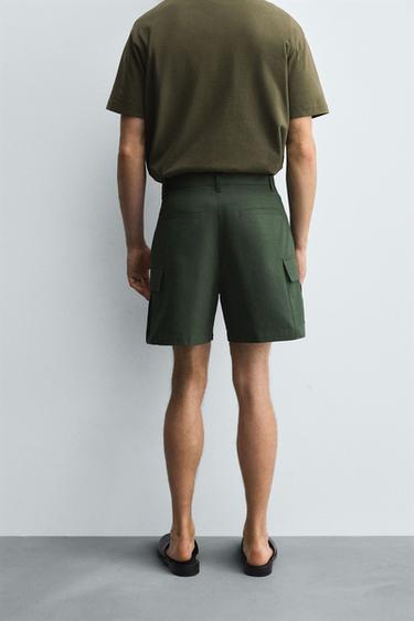 REGULAR FIT CARGO BERMUDA SHORTS - Dark green by Zara - Image 2