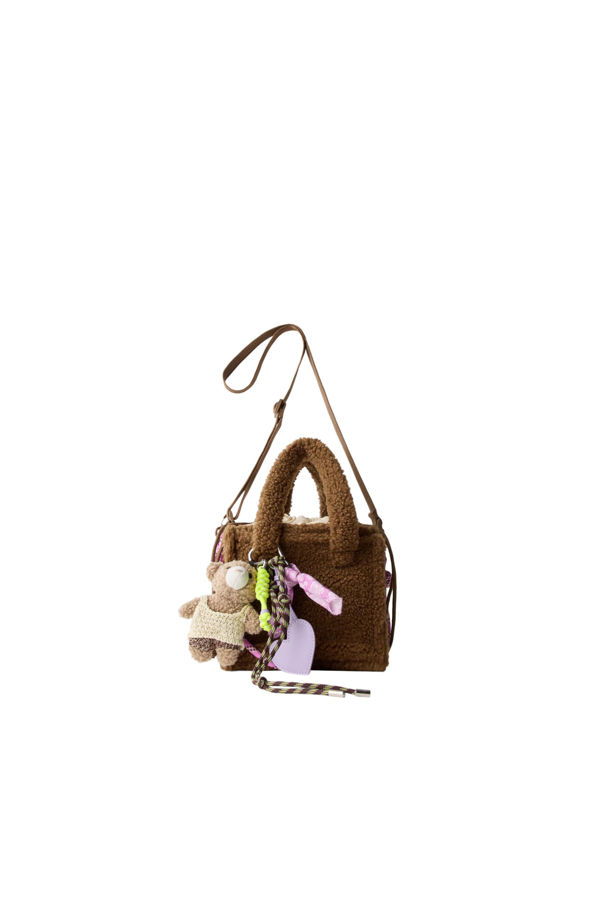 FLEECE CHARM CROSSBODY BAG - Brown | ZARA United States