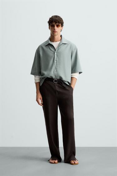 CAMISA FLUIDA RELAXED FIT - Verde / Azul de Zara - Imagen 0