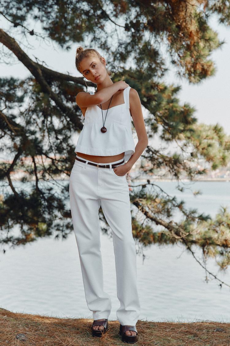 JEANS Z1975 90'S STRAIGHT HIGH-WAIST BELT White ZARA United