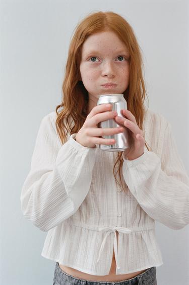 BLUSA ESTRUCTURA LAZO - Blanco roto de Zara