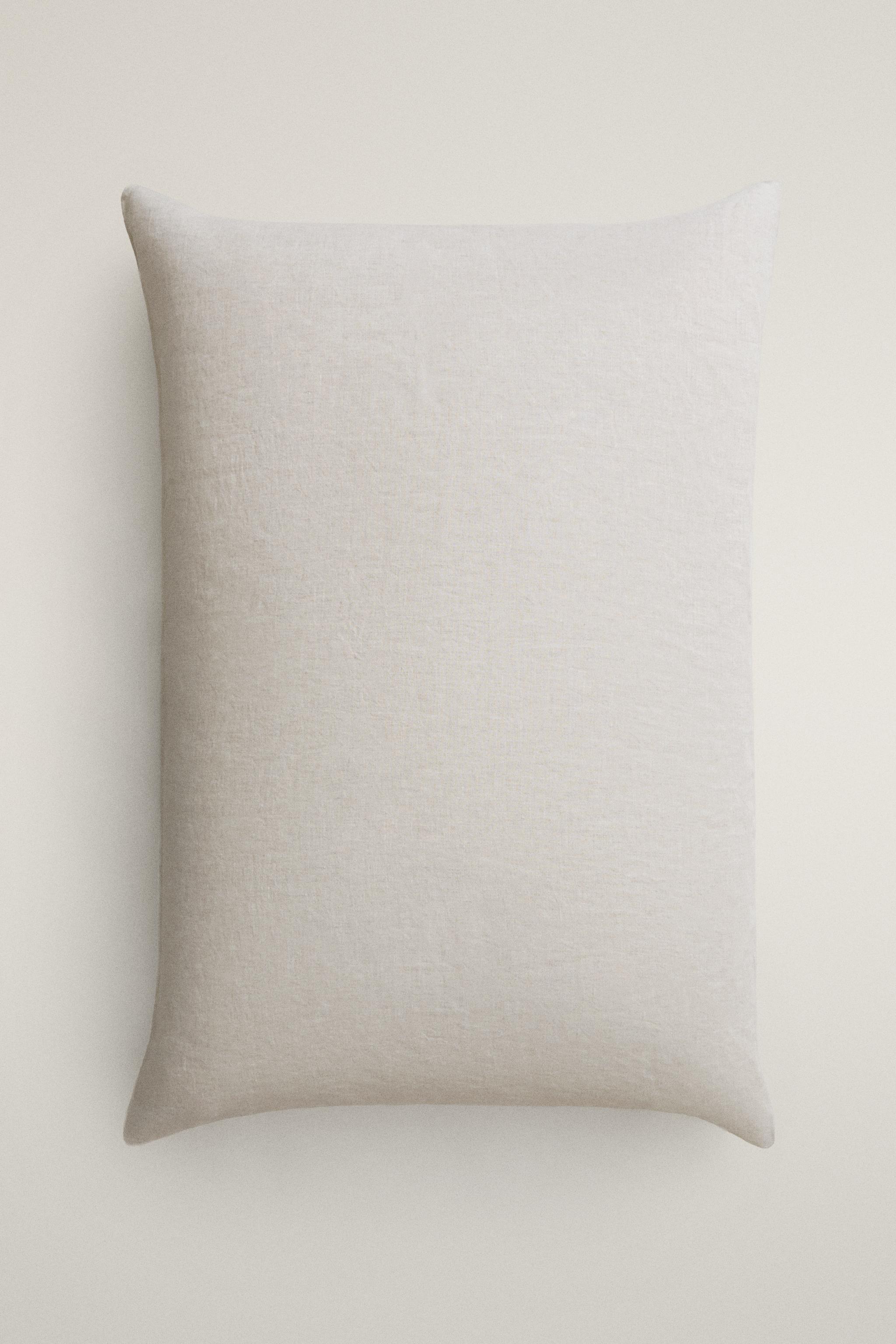 XXL LINEN THROW PILLOW COVER — Light beige