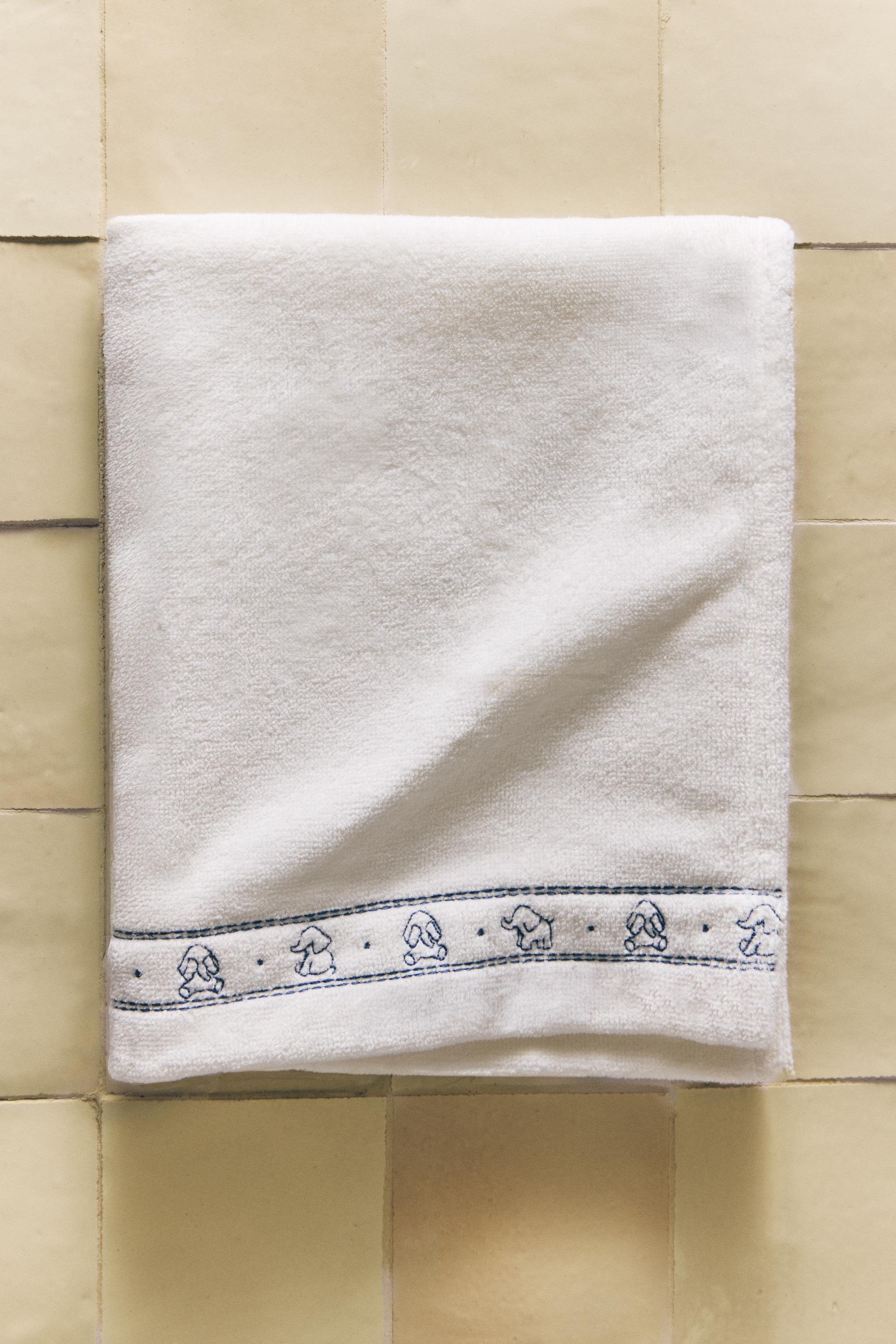 SERVIETTE DE BAIN ENFANT VELOURS ÉLÉPHANTS