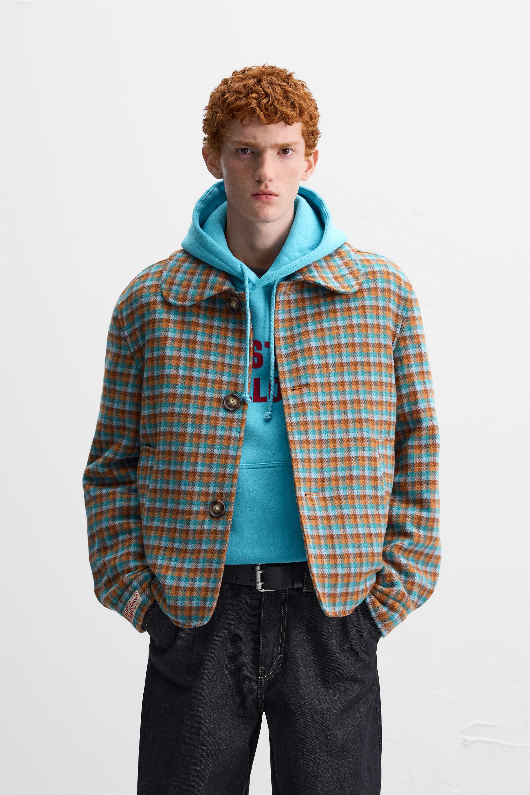 Checked jacket zara on sale