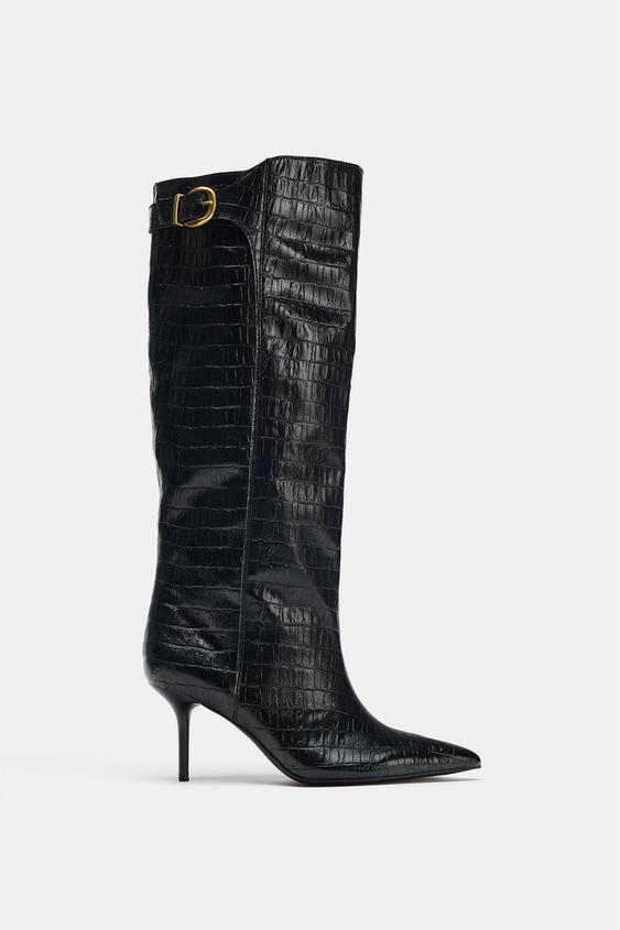 PRINTED HEELED BOOTS - Black by Zara - Image 0