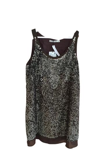 ZARA SEQUIN KHAKI BROWN MINI DRESS