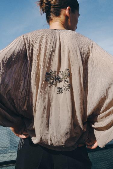 TOP BRODERIES FANTAISIE ÉDITION LIMITÉE - Gris / Beige de Zara - Image 4