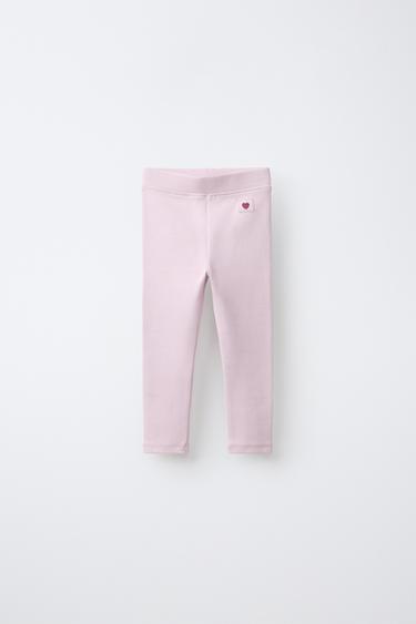 RIBBED LEGGINGS WITH LABEL - Pastel pink by Zara