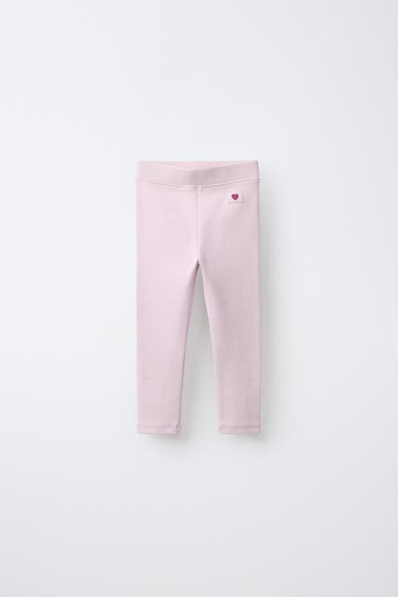 RIBBED LEGGINGS WITH LABEL - Pastel pink by Zara - Image 0