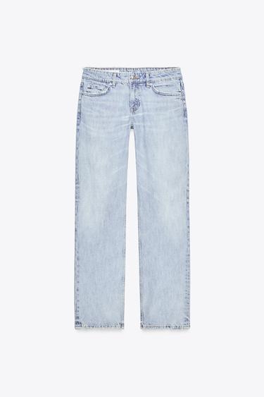 Zara TRF LOW RISE STRAIGHT LEG JEANS - Light blue
