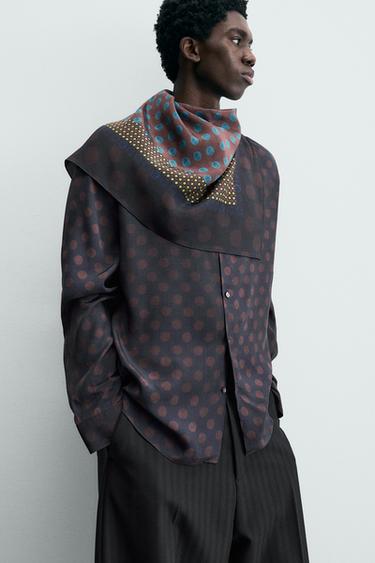 FLOWING POLKA DOT SHIRT WITH POCKET SQUARE - Printed by Zara - Image 4