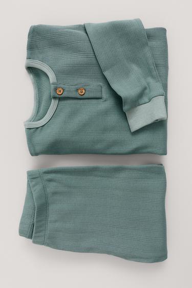6-14 YEARS/ RIBBED PYJAMAS — Green 1