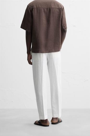 PANTALON 100 LIN Blanc ZARA France pantalon-100-lin-blanc-zara-france