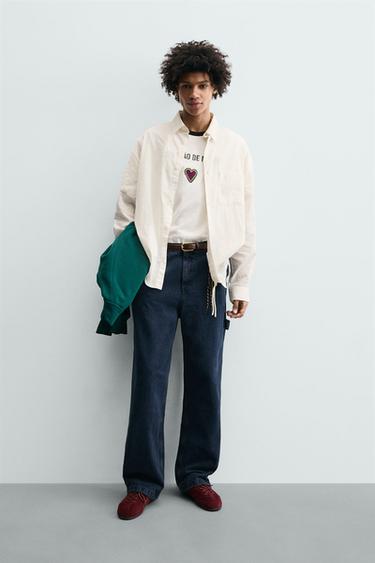 CAMISA ESTRUCTURA BORDADOS - Blanco roto de Zara - Imagen 0