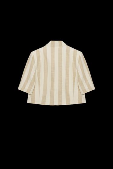 VESTE COURTE À MANCHES COURTES ZW COLLECTION - Écru / Beige de Zara