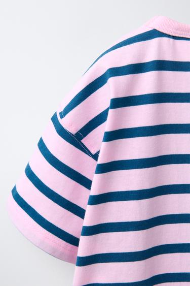 T-SHIRT À RAYURES CŒUR BRODÉ - Bleu ciel de Zara - Image 3