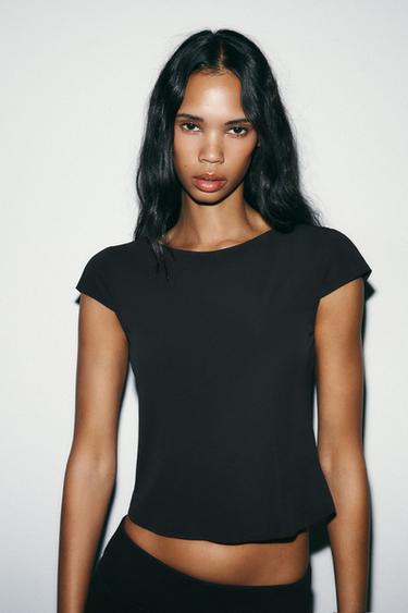 CAMISETA MANGA CORTA INTERLOCK - Negro de Zara