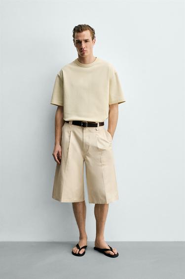 SUDADERA RELAXED FIT MANGA CORTA - Amarillo medio de Zara - Imagen 0