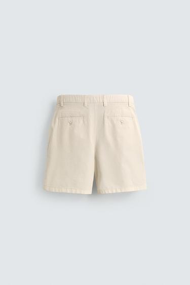 REGULAR FIT PLEATED BERMUDA SHORTS - Oyster-white by Zara - Image 7