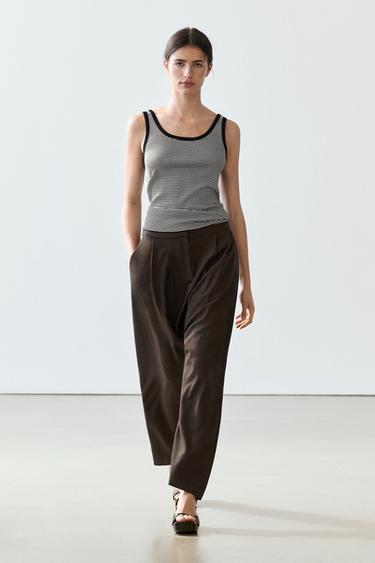 Top detalle rayas algodón - Negro de Zara - Imagen 0