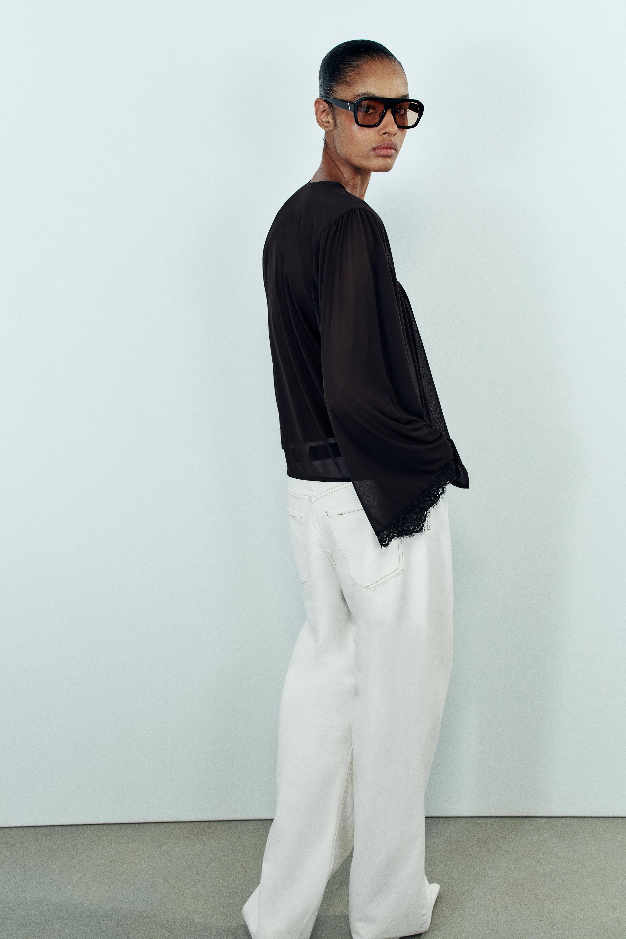 Zara BAĞCIKLI DANTEL BLUZ görsel 4