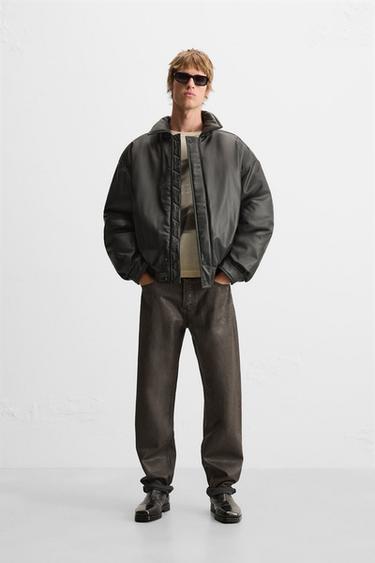 CAZADORA EFECTO PIEL - Negro de Zara - Imagen 0