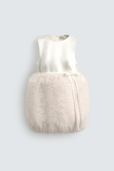 FAUX FUR EFFECT COMBINED MINI DRESS HARRY LAMBERT FOR ZARA X DISNEY - Ecru by Zara