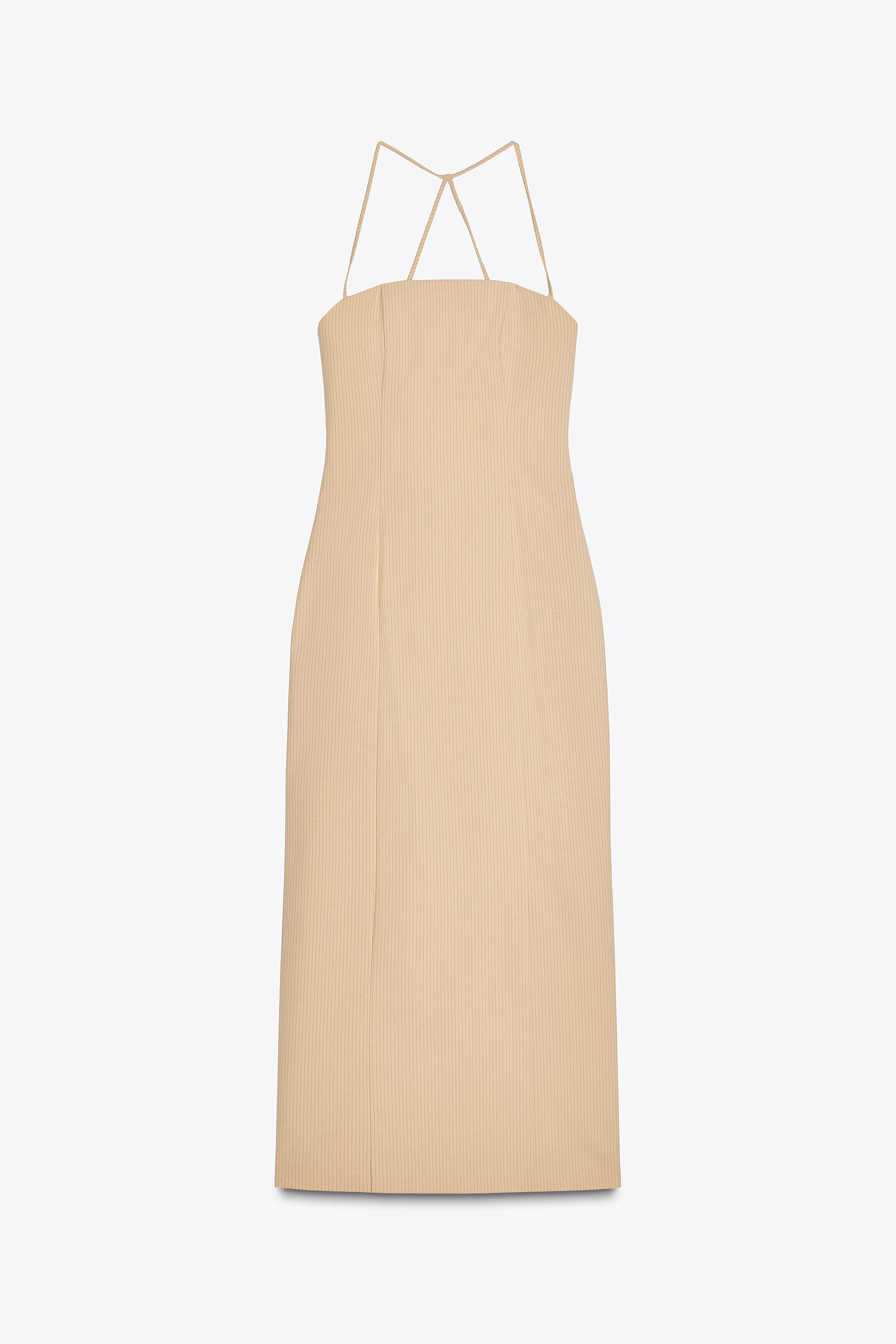 【ZARA】ピンストライプ ミディワンピース 4661/372/088 ピンストライプ ミディワンピース - サンド/ブラック | ZARA