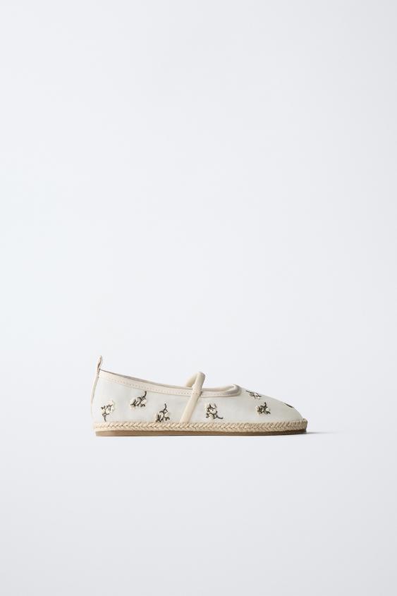 BALLERINES EN JUTE BRODÉES - Blanc écru de Zara - Image 0