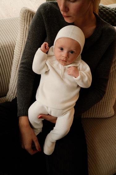 KNITTED LEGGINGS WITH BOW - Light ecru by Zara - Image 4