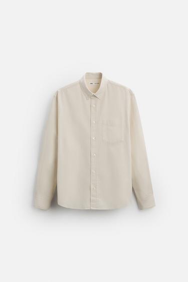 TEXTURED CHAMBRAY SHIRT - Oyster-white by Zara